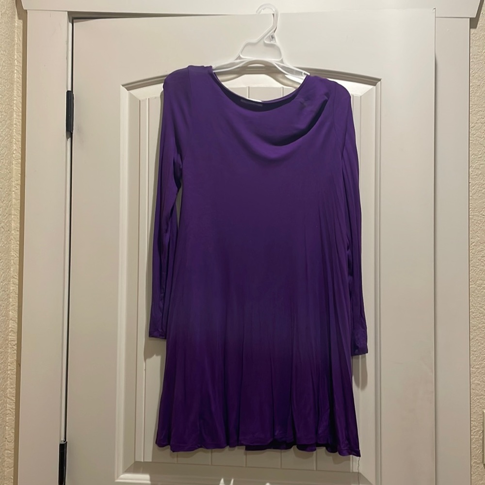 Purple short, long sleeved dress. Size S.